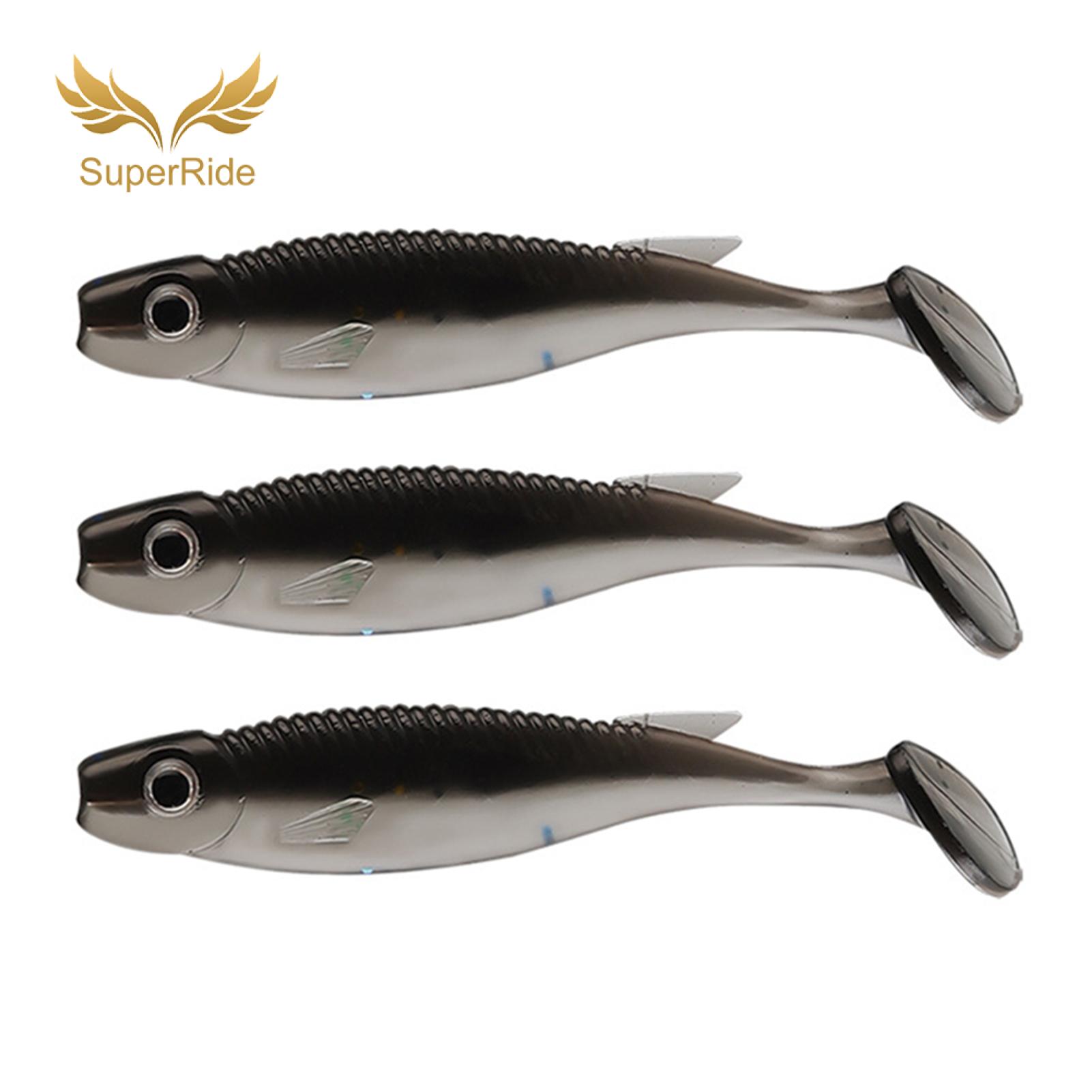 SuperRide Fishing Bait Set 3pcs Glitter Paddle Tail Soft Fishing Lure Set Realistic Bionic Colorful Silicone Bait for Freshwater Saltwater