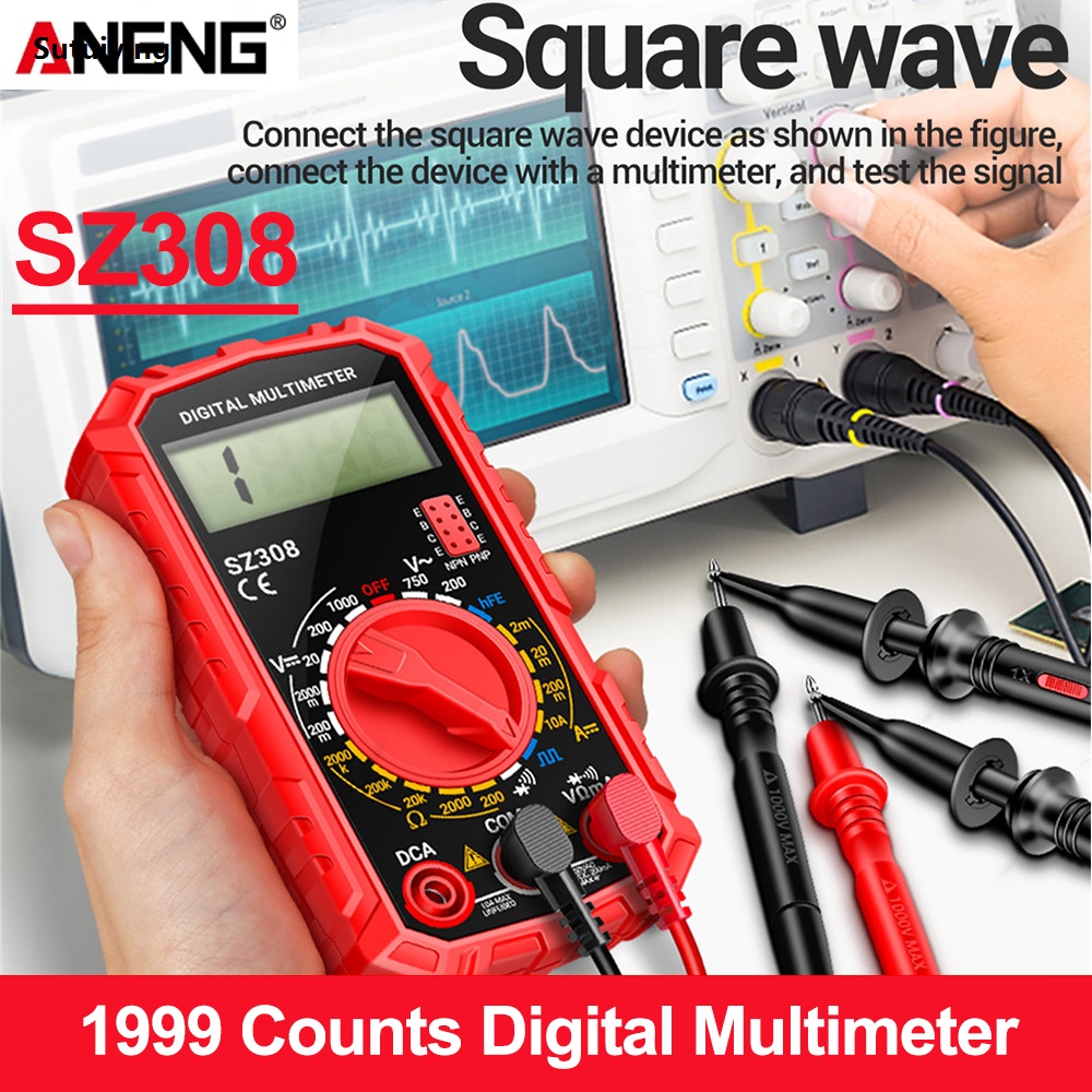 Sutuiying ANENG SZ308 Square Wave Tester Digital Multimeter AC/DC Voltmeter High Quality Ammeter 1999 Counts HFE Triode Buzzer Multimeter Meter Tool