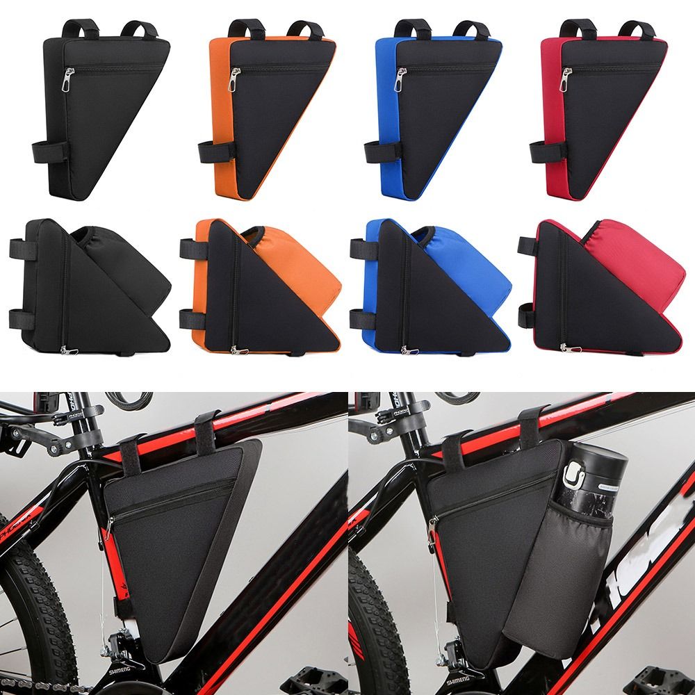 Durable Waterproof Bicycle Triangle Bag with Bottle Pocket Lightweight Bicycle Front Frame Bag Cycling Gear Easy Install Cycling Top Tube Bag Cycling Accessories