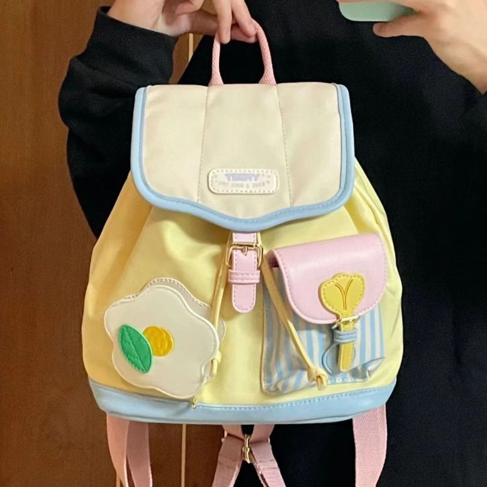 New Large Capacity Backpack Mini Lightweight School Bag Portable with Drawstring Tote Bag for Women