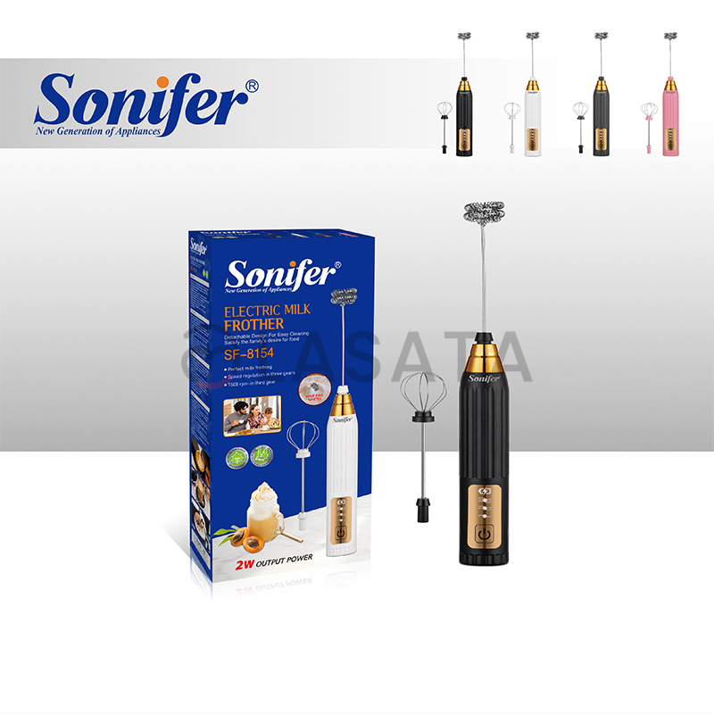 Sonifer SF-8154 | 3 Powerful Speeds - USB Rechargeable Electric Blender | Coffee Blender | Egg Blender | Handheld Electric Whisker (2 Detachable Whisks)