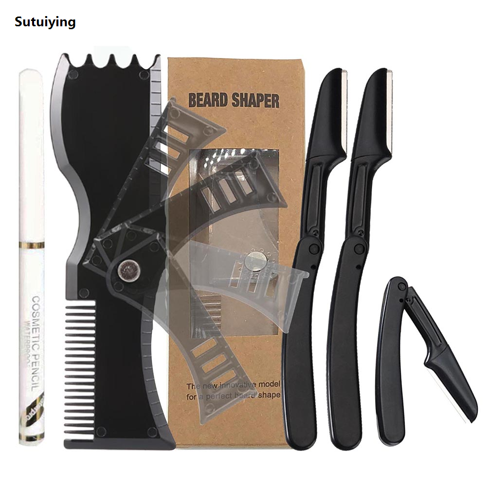 Sutuiying Professional Beard Styling Template Adjustable Beard Shaping Fashion Kits Practical Men Shaving Tool Sets Non-slip Styling Tool