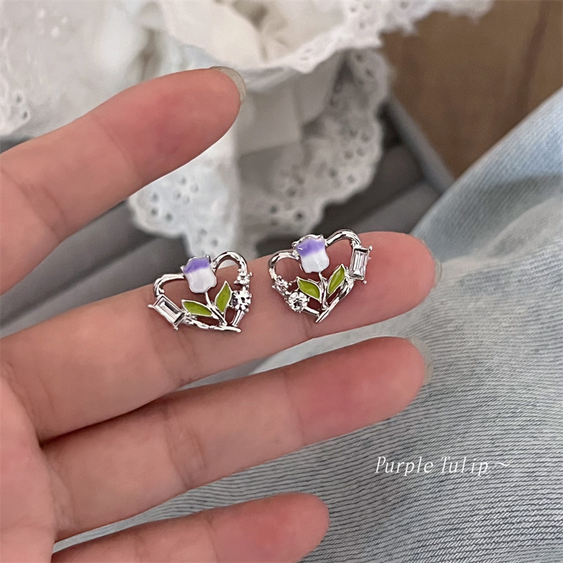 【New Arrivals】Design Sense Tulip Earrings Love Geometric Exquisite Sweet Fashion Flower Earrings New Elegant Women's Earrings