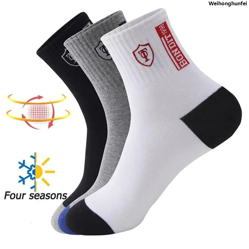 WeihonghunfeiSales promotion 46-38 size oversized socks deodorant breathable spring and autumn sports socks men's 5 pairs of cotton men's socks sweat absorbent casual ankle Original