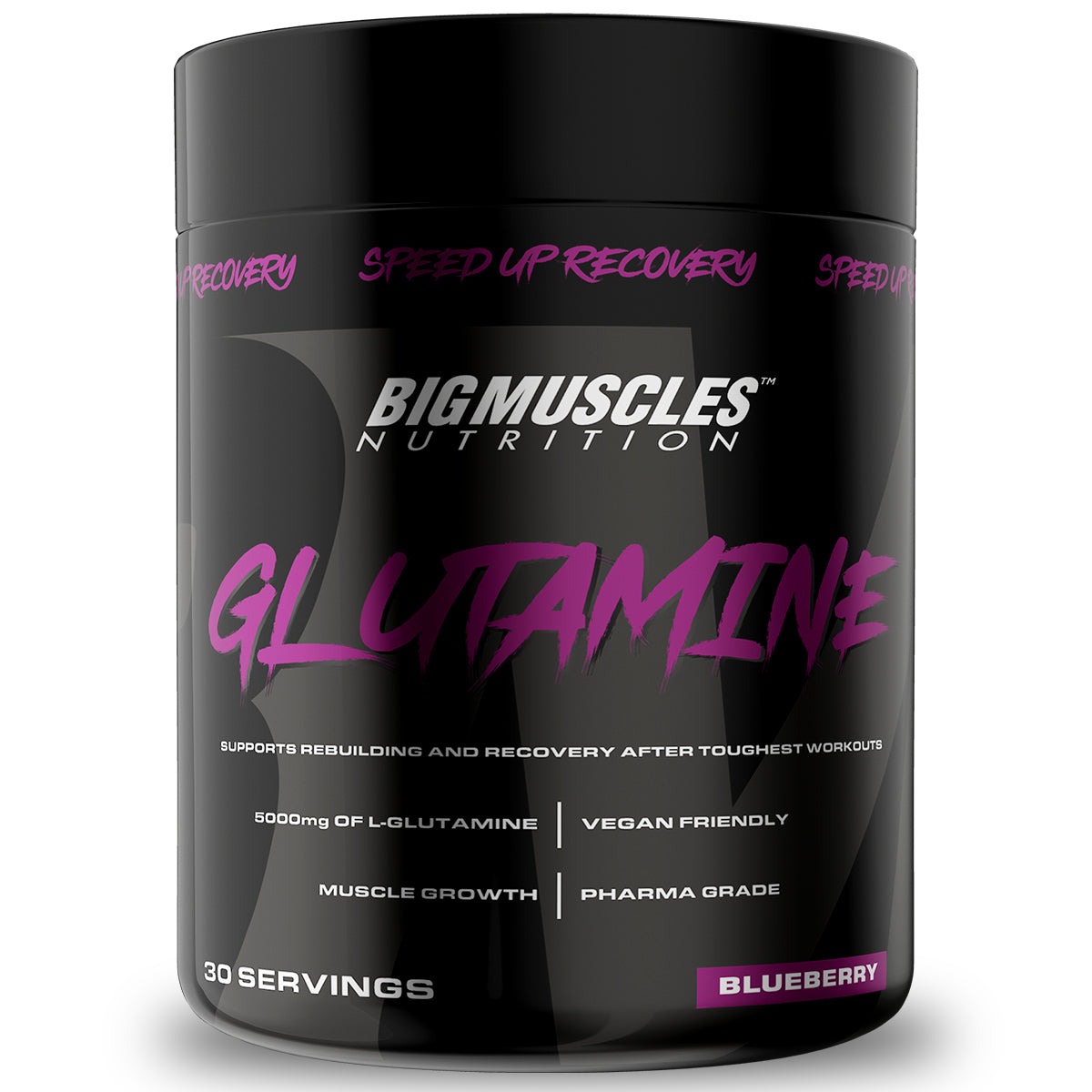 Bigmuscles Nutrition L-Glutamine Powder (30 Servings) Blueberry Flavor With Supports Muscle Strength & Immunity