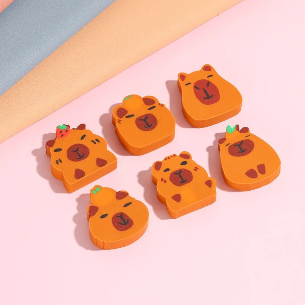 10Pcs/Bag New Cartoon Animal Capybara Pencil Eraser Cute Mini Cutting Rubber Erasers Eraser Office Supplies