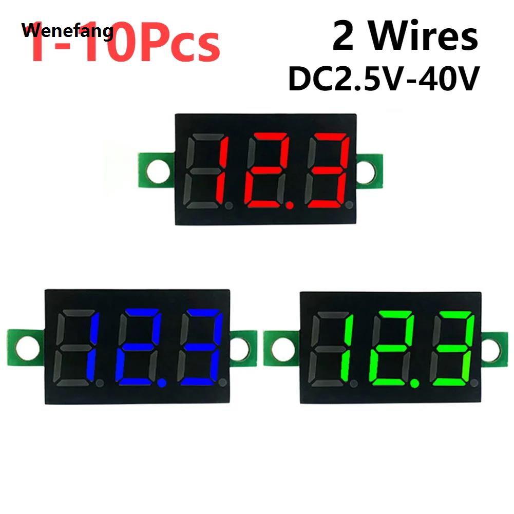 Wenefang 1-10PCS 0.28 inch 2 Wires DC LED Digital Voltmeter 0-40V Voltage Portable Meter Auto Car Mobile Power Voltage Tester Detector Volt Meter
