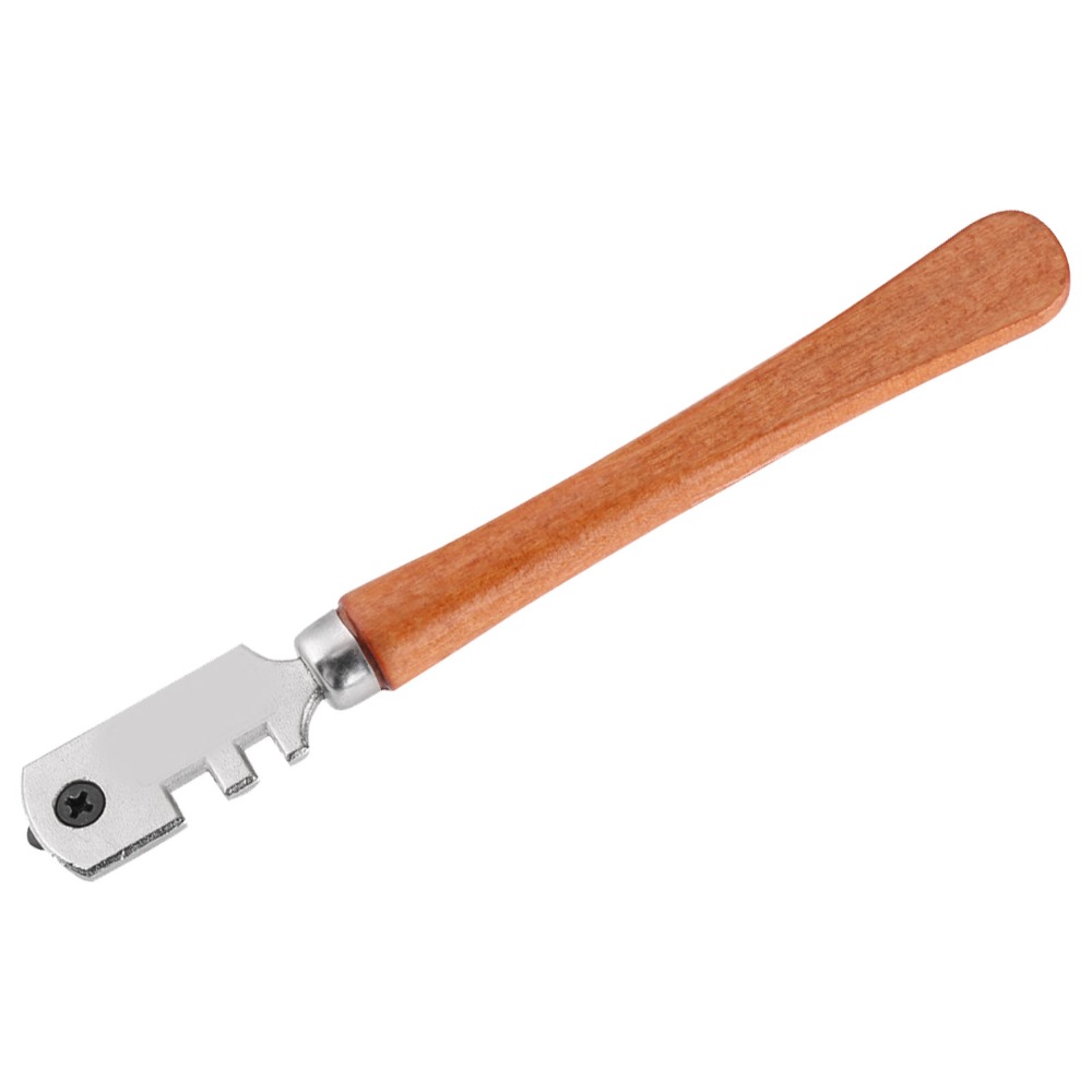 2pcs Durable Wooden Handle Six Wheel Glass Cutter Ergonomic Handle 6 Cutting Wheels Craft Glass Cutting Kit High-Carbon Steel 130MM Total Length Professional Glass Cutter DIY Craft and Home Improvement