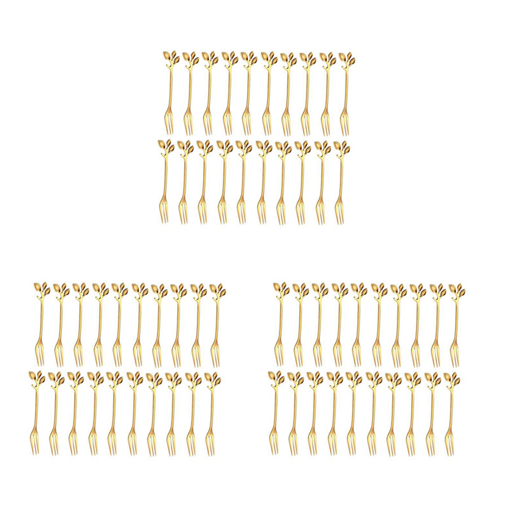 fasdaga 60Pcs Stainless Steel Flatware Fruit Fork Dinnerware Appetizer Snack Dessert Fork Kitchen Tableware Leaf Shape