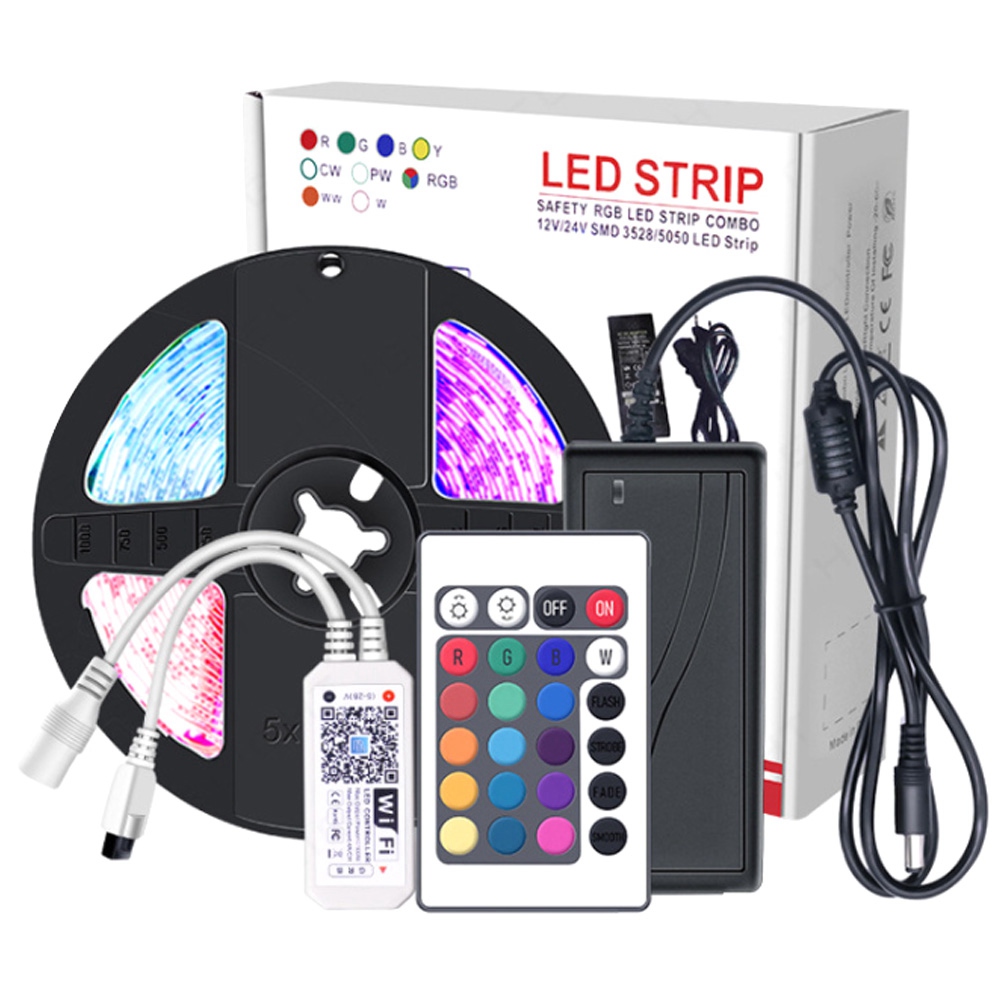 RGB LED Strip Phone Control Wireless WiFi Tape Works Wifi Controller Light with Colorful RGB US Plug