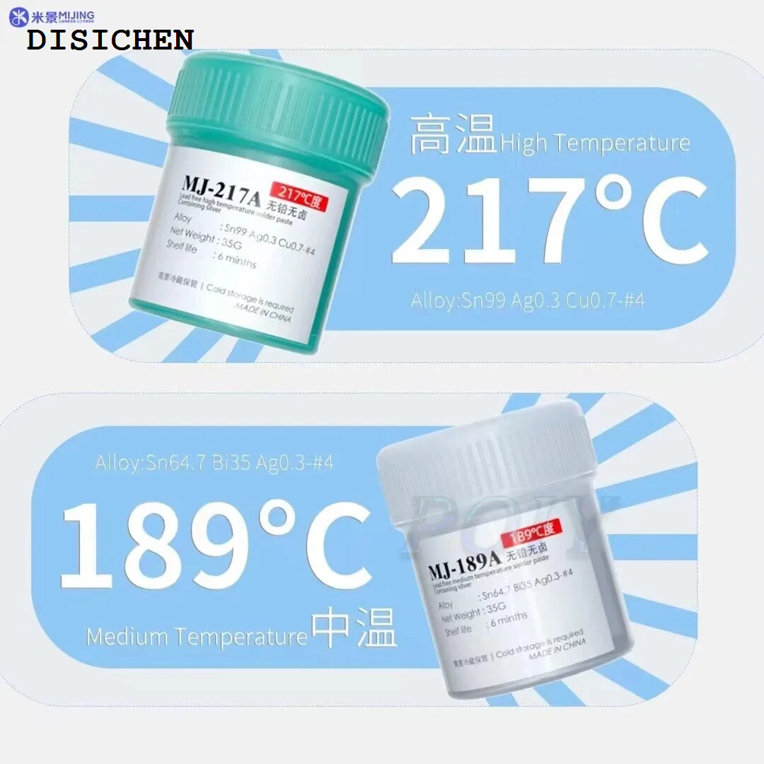 DISICHEN Luxury solder paste 1Pcs 35g Mijing BGA solder paste 138/190/217 tin paste Contains silver paste for Phone motherboard CPU NAND BGA reballing toolshand tools