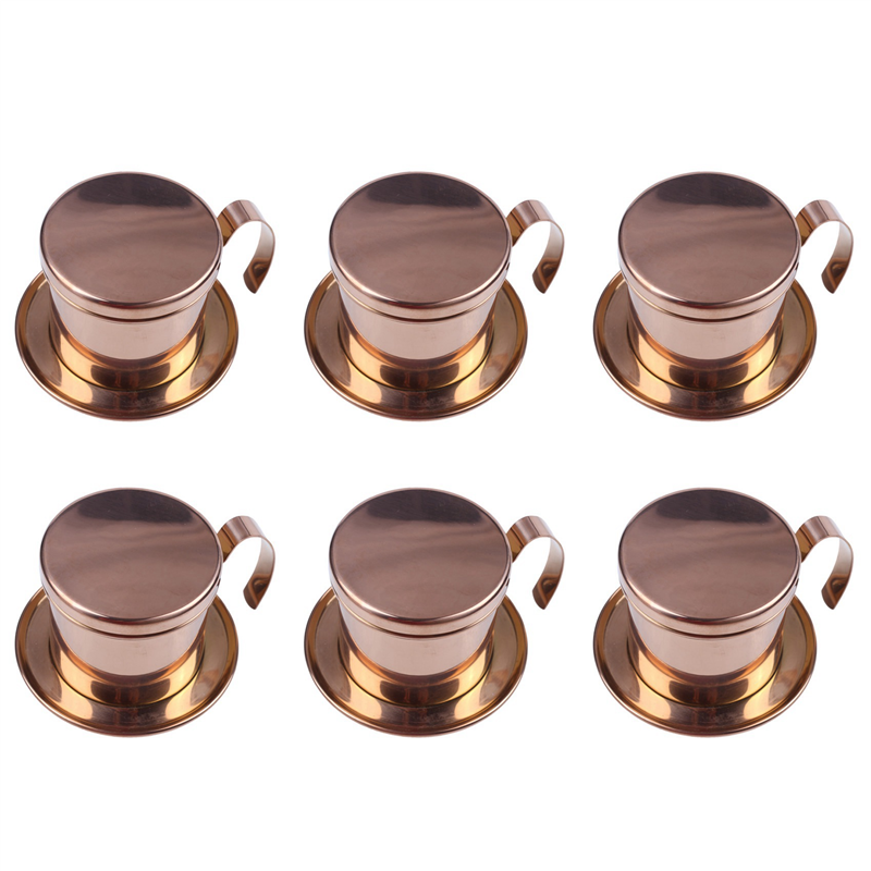 Nullmul 6X Stainless Steel Vietnamese Coffee Filter Single Cup Vietnam Hand Punch Pot Drip Filter Coffee Pot Rose Gold