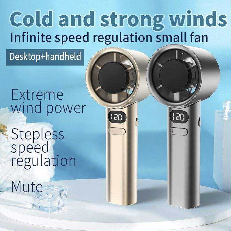 Portable Mini Fan Turbo 120 High Speed Handheld USB Rechargeable with Display for cooling, Travel, Office & Outdoor