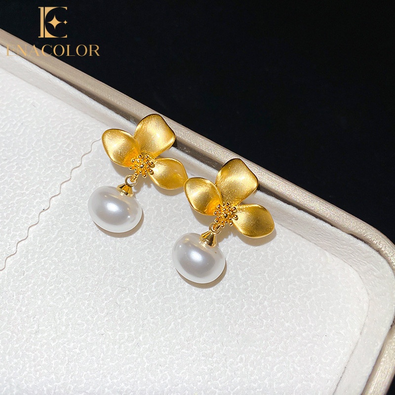 Enacolor Elegant Gold Metal Crystal Nail Hoop Earrings Fashion Jewelry Women Gifts Accessories