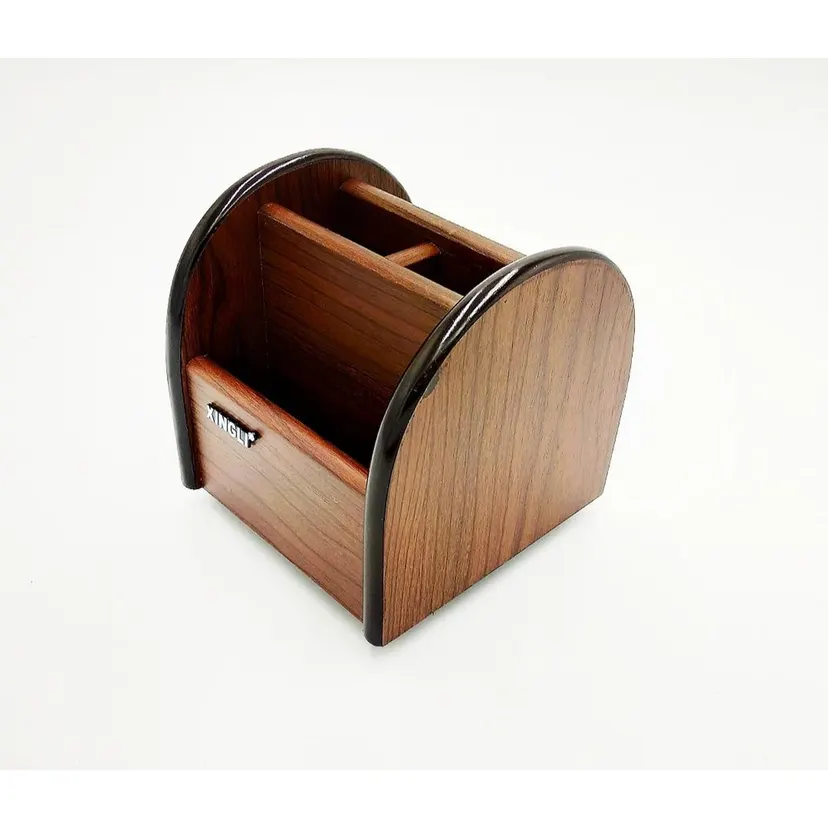 Polished Multi-Functional Revolving Wooden Pen Stand Holder /Mobile Holder and Remote Stand for Table Accessories