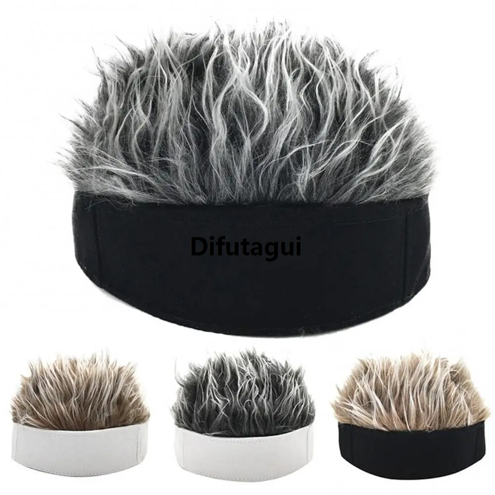 Difutagui New specials 56-58cm Circumference Men Retro Short Wig Headband Hip Hot Selling Hop Hooligan Cap Beanie Cosplay Hair Hat Anime Cosplay Party Wig