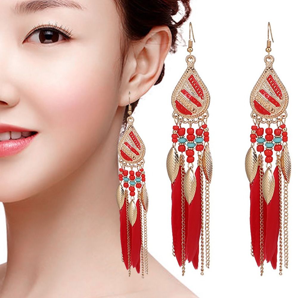 1Pair New Ethnic Beads Tassel Earrings Bohemian Drop Statement Hanging Earrings Colorful Girls Fashion Jewelry Gift For Women