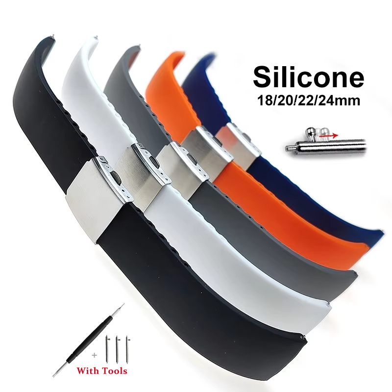 18mm 20mm 22mm 24mm Silicone Rubber Watch Strap for Huawei GT Watch Bracelet for Amazfit GTR Watch Band Folding Buckle Quick Release Wristband