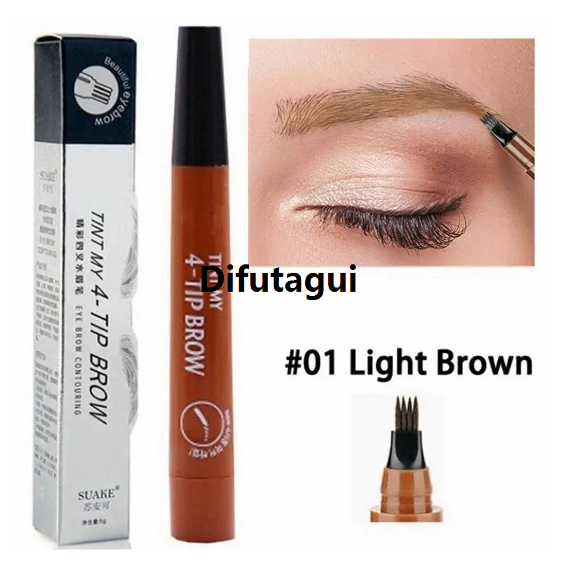 Difutagui Profesional 5 Color Eyebrow Pen Waterproof 4 Fork Tip Brows Tattoo Pencil New style Long Lasting Natural Dark Brown Liquid Eye Brow Pencil for Brazil