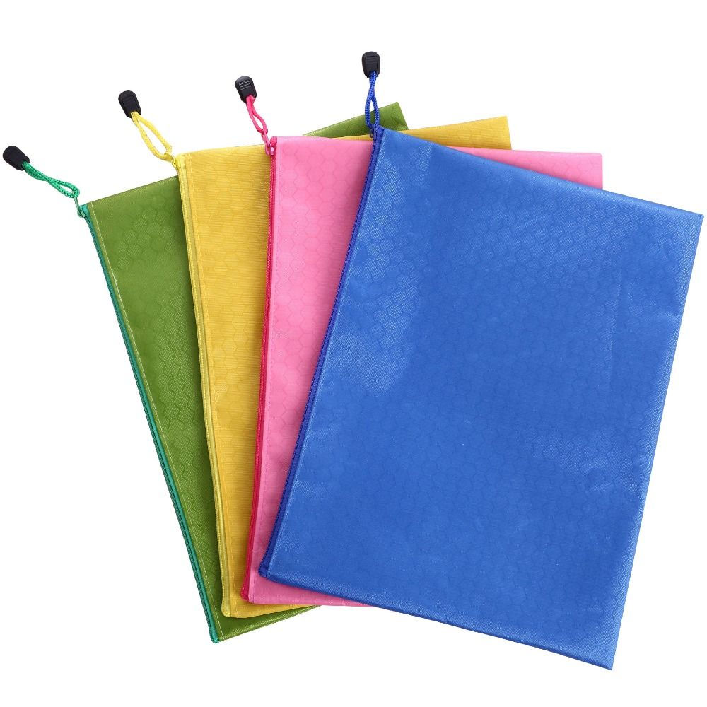 Durable Color A4 Zipper File Bag Portable Oxford Cloth File Folder Waterproof Large Capacity Document Bag Student