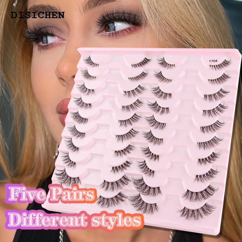 DISICHEN 2025 Lanjinglin 3/5/20 Pairs Half Eye Lashes Natural Look Make up Tool Soft False Eyelashes maquillaje Extension Faux Cils Manga Lash