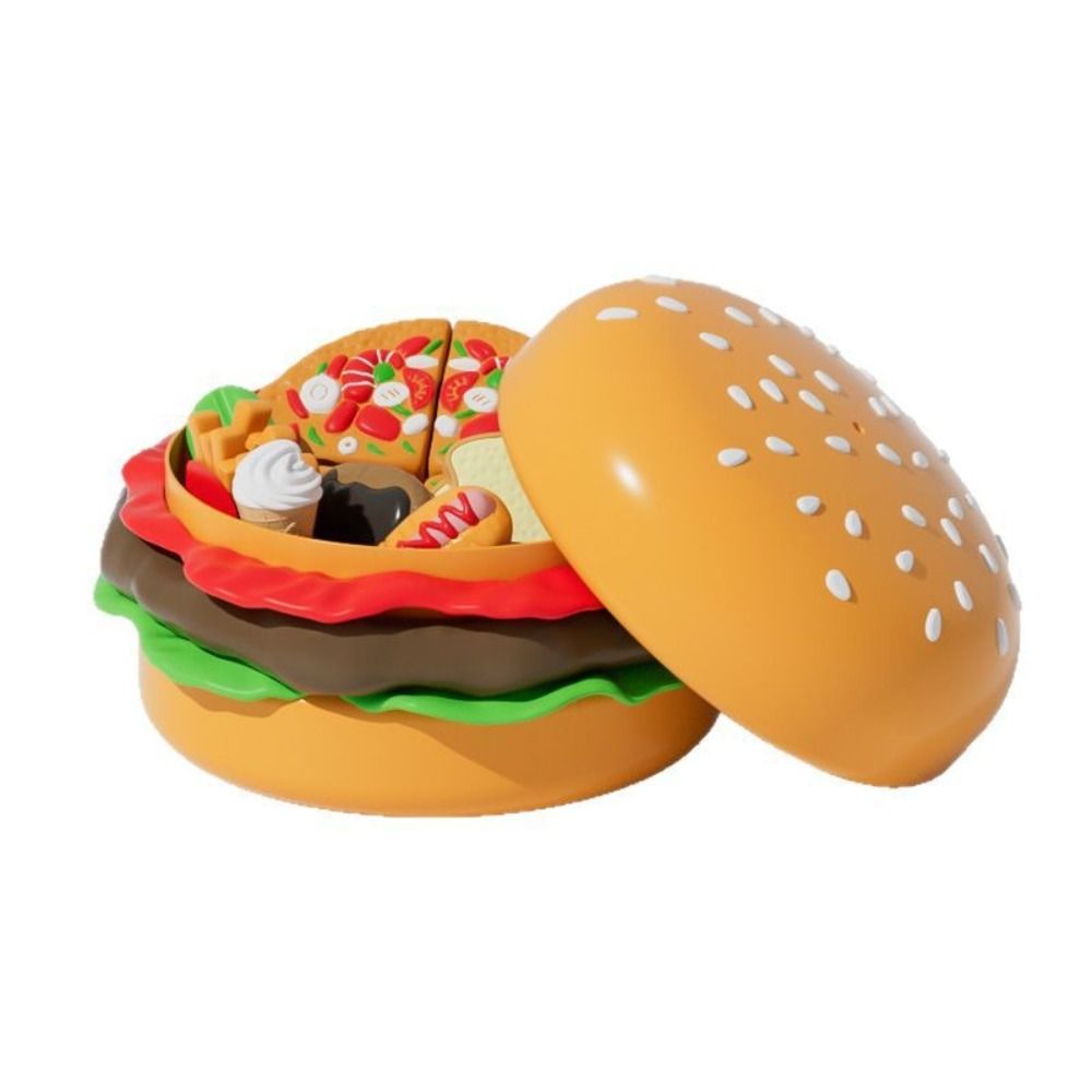 Gift Toy ABS Cut Fruit Game Simulation Hotdog Set Play Kitchen Toy French Fries Set Hamburger Set Cooking Toy Interactive Play