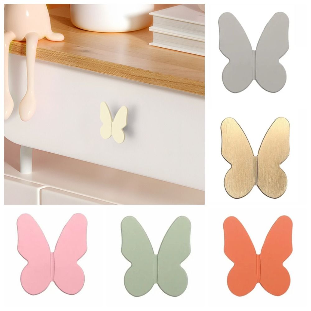 Cute Zinc Alloy Butterfly Shape Door Pulls Butterfly Shape Single Hole Cabinet Drawer Knobs Wardrobe Pulls Drawer