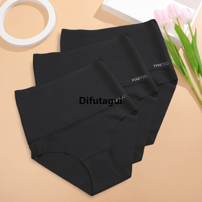 Difutagui 3PCS/Set Women High Rise Seamless Shapewear Bodysuit Ice Original Silk Tummy Control Briefs Female Slimming Soft Underwear