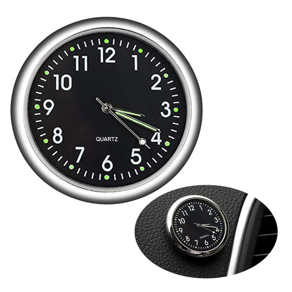 1Pc Car Assessories Parts Black Stick on Blue Mini Car Vent Clocks Round White Clock For Car