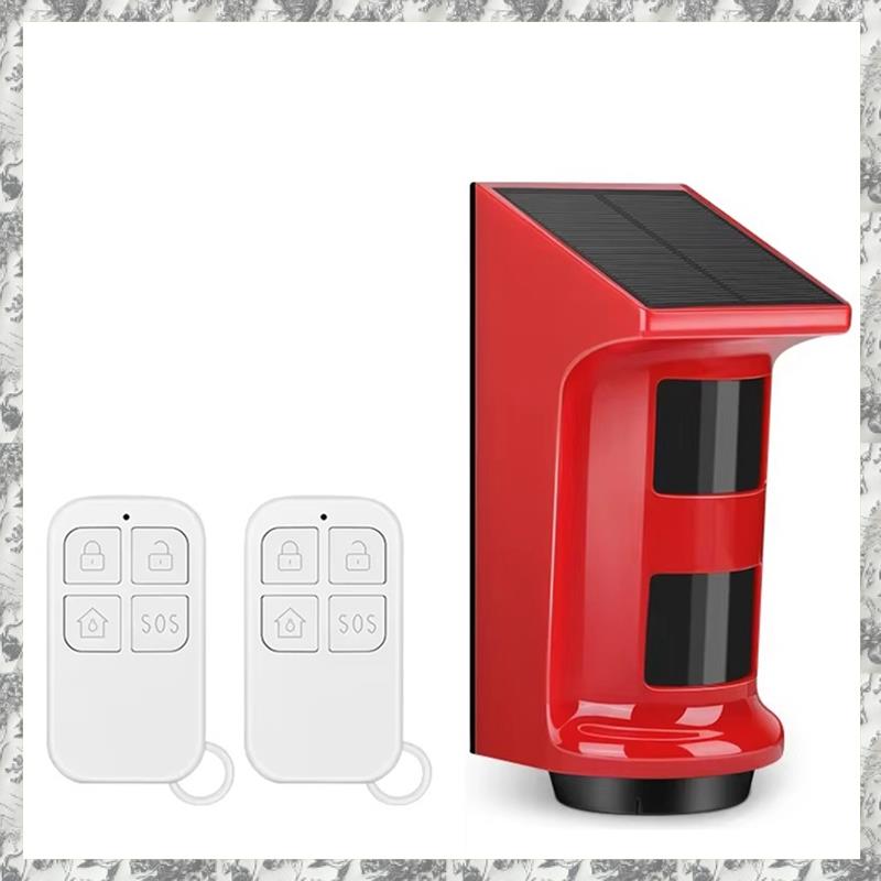 CGearuppt Solar Infrared Alarm Human Body Sensor Anti-Theft Alarm Solar Powered Outdoor Human Body PIR Motion Detector EU Plug