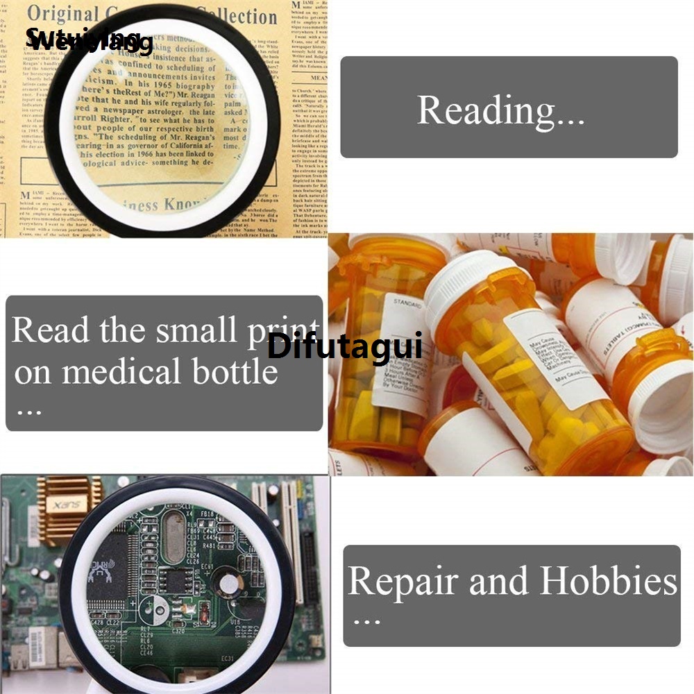 Difutagui Wenefang Sutuiying Magnifying Glass with Light, 30X Handheld Large Magnifying Glass Fifty percent discount New style Original 12 Led Illuminated Lighted Magnifier for Seniors Reading,Solder