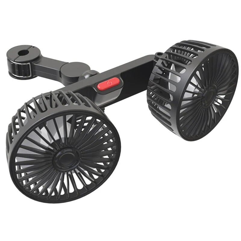 LKPCIGCXM Car Fan, Back Seat USB Cooling Fan, Rotating Strong Wind Portable USB Fan, Adjustable Clip Electric Car Fan