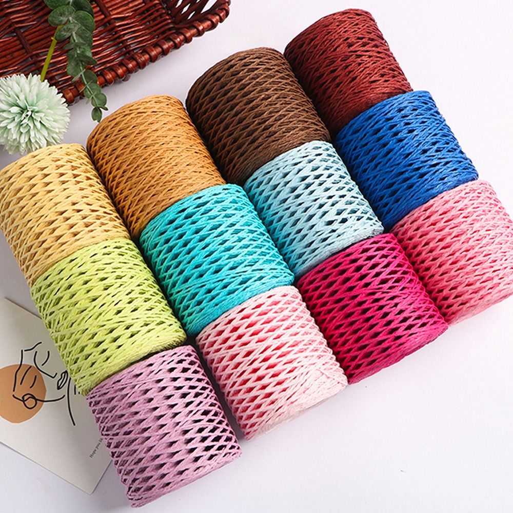 New 150m Natural Raffia Straw Yarn Ribbon Yarn DIY Rafia Straw Paper Yarn DIY Handmade Knitting Raffia Ribbon Beach Bag