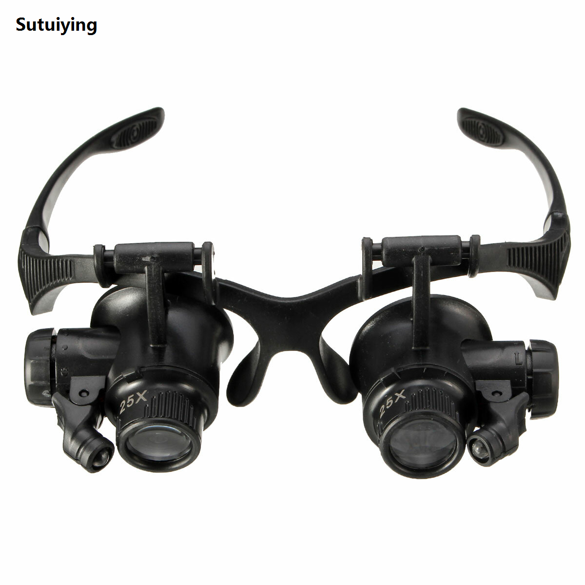 Sutuiying Headband LED Light Glasses Magnifier 10X 15X 20X 25X Dual Eye Loupe Luxury Lens for Watchmaker Jewelry Optical Lens Glass Magnifier