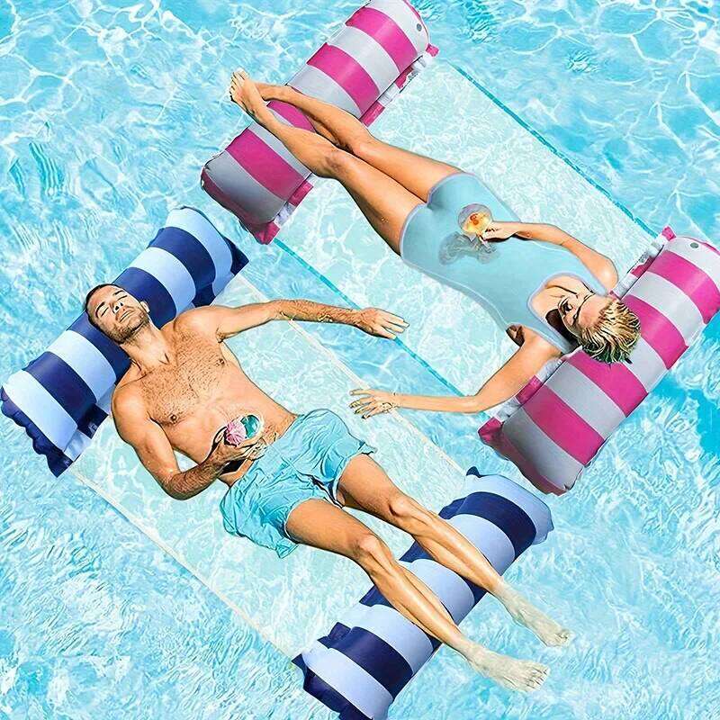 Foldable Water Hammock Float Lounger Iatable mat Floating Bed Chair Swimming air mattress Pool accessories