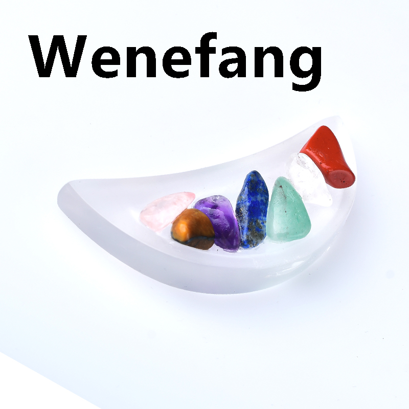 Wenefang 1PC 100% Natural Selenite Chakra Quartz Healing Crystal Plate Carving Fifty percent discount Crescent Stone White Gypsum Bowl Ornaments Collection Gift