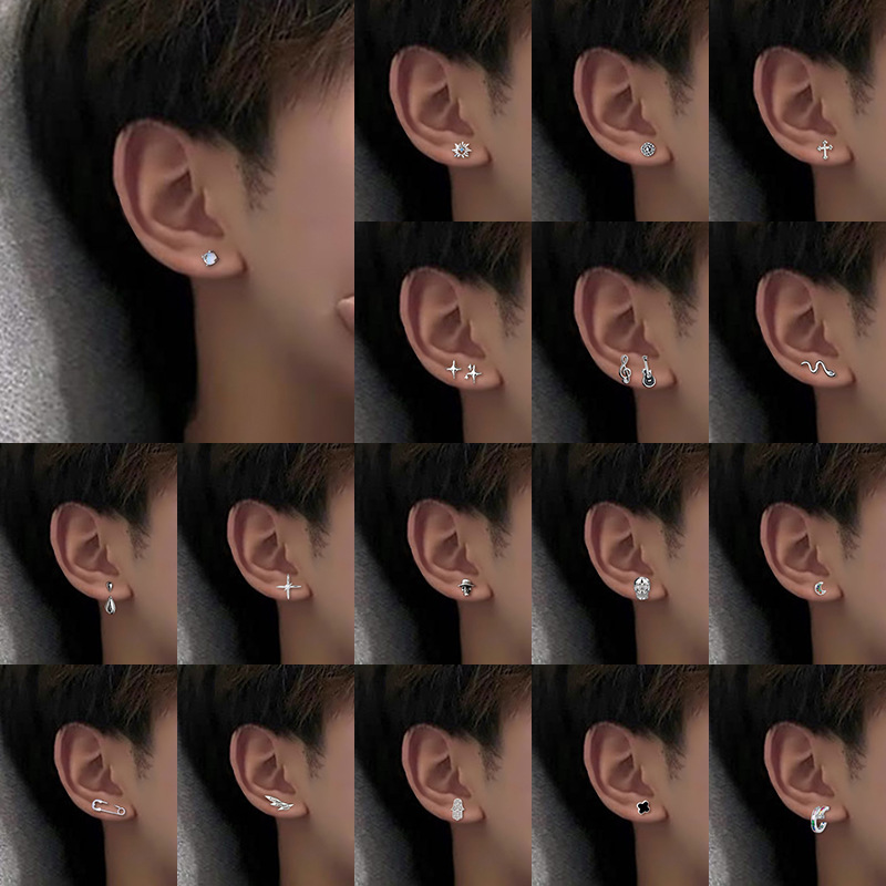 【New arrivals】Moonstone Men's and Temperament Earrings Simple Fashion Commuting with Aurora Ear Bone Nails Trendy