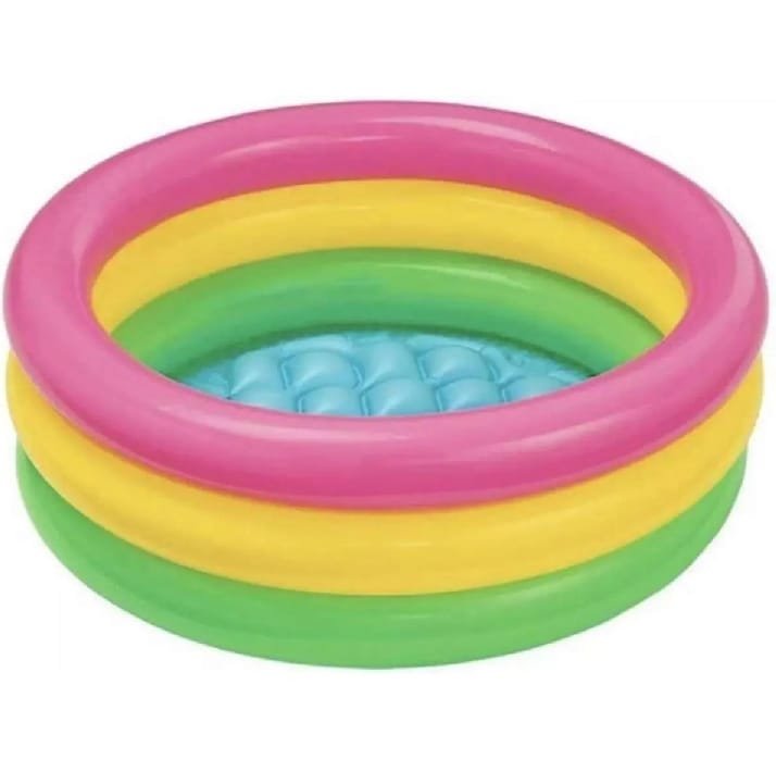 Multicolored Baby Inflatable Swimming Pool 35 x 10 Inch | Kids Blow Up Water Pool | Portable PVC Round Pool for Indoor & Outdoor
