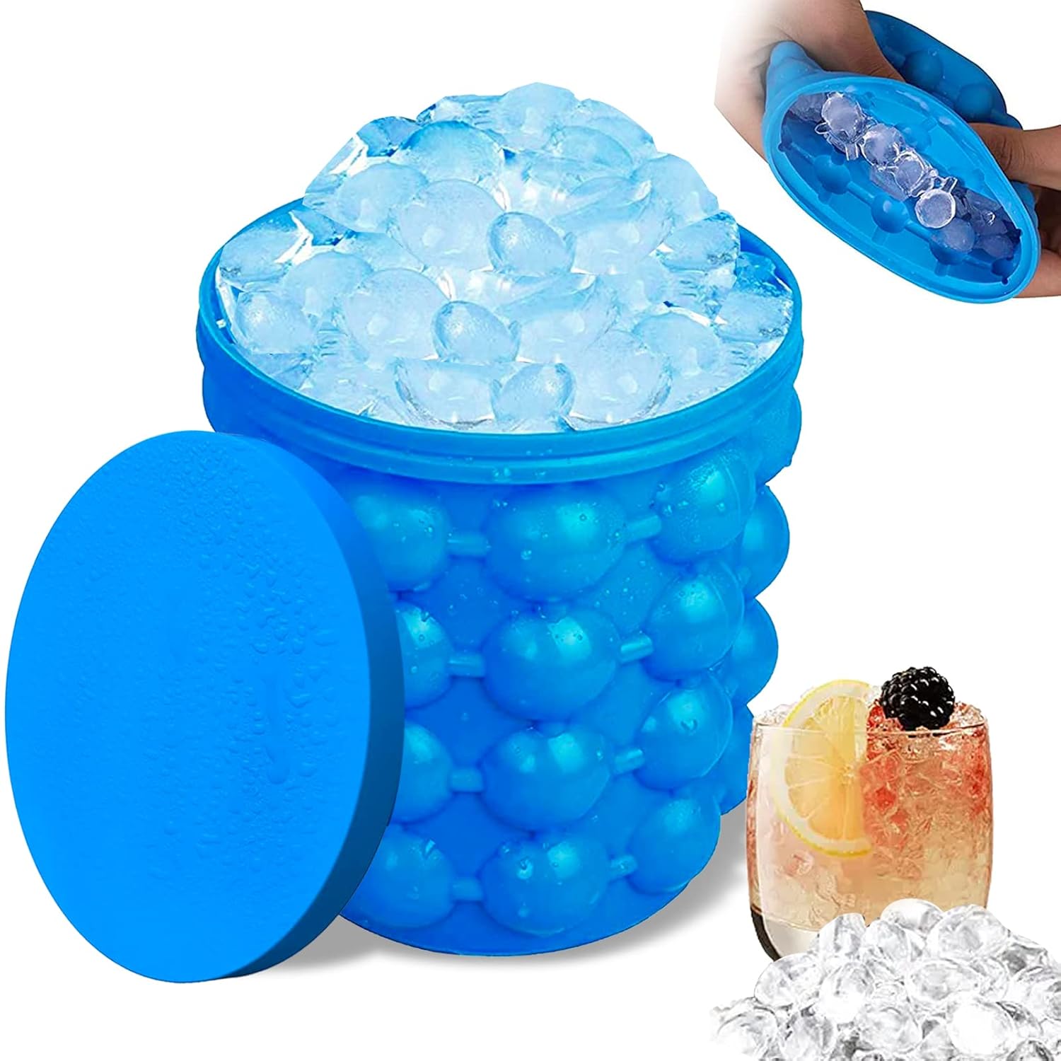 Ice Cube Mold Ice Cube Trays, Large Cylindrical Silicone Ice Bucket for Frozen Cocktail, Beverages