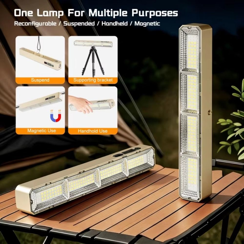 Emergency Lighting Rechargeable Solar LED Light Bar Waterproof High Power LED Portable Camping Lamp Magnetic Base Rectangular Camping Emergency Light Job Site