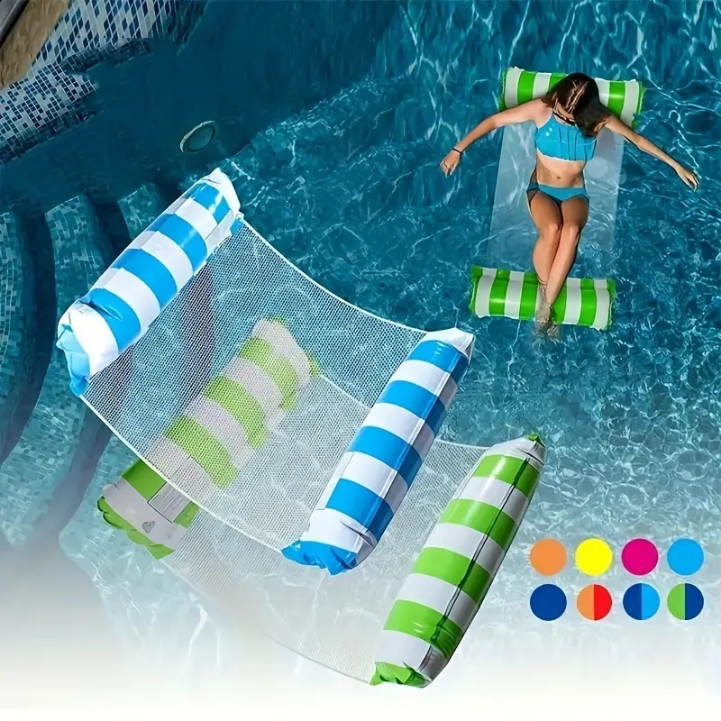 Floating recliner play, double 1pc foldable inflatable stripe floating row, backrest floating drainage on the bed