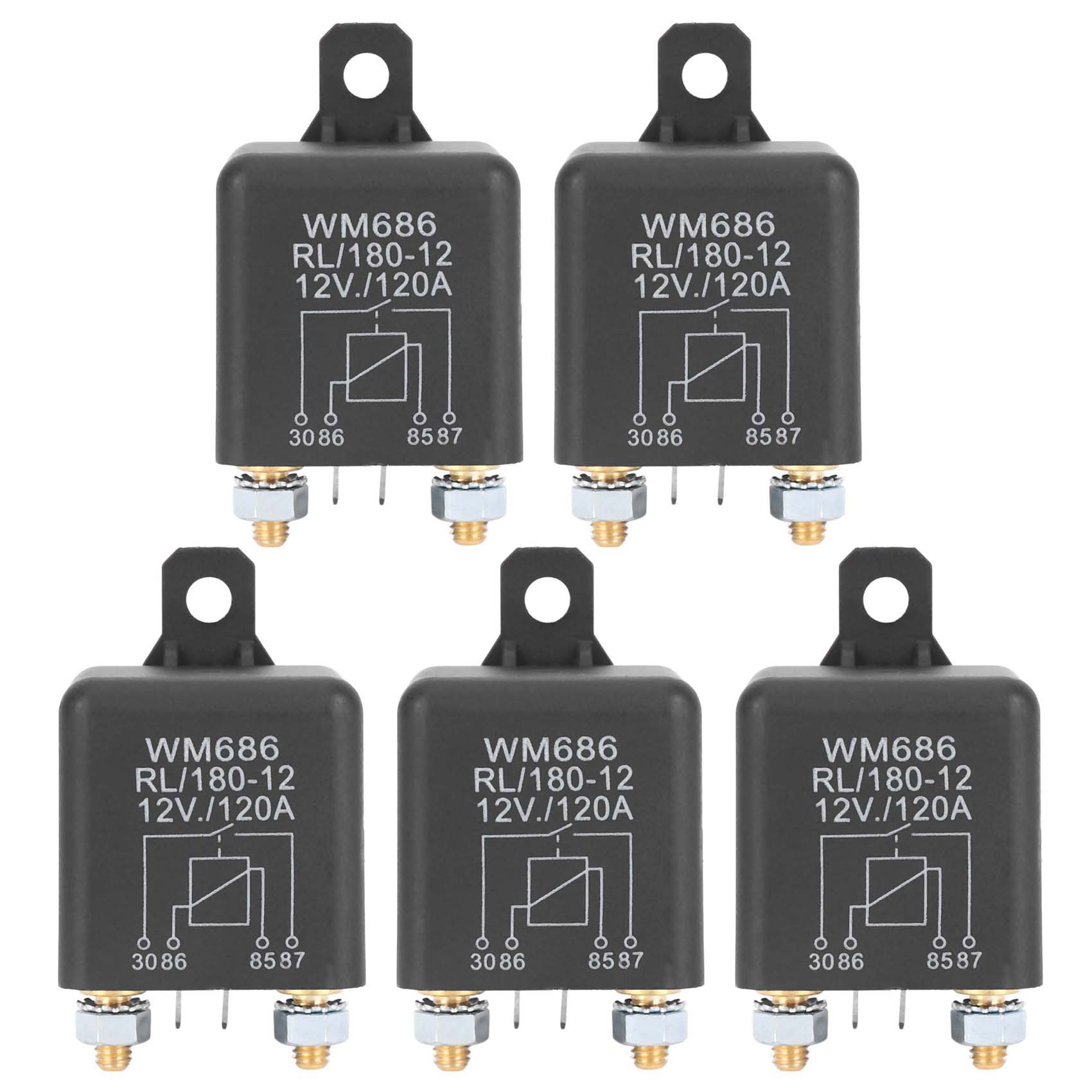 fasdaga 5X DC 12V Relay Battery Isolating Relay 12V / 120A Load for Car Trucks Car (12V / 120A)