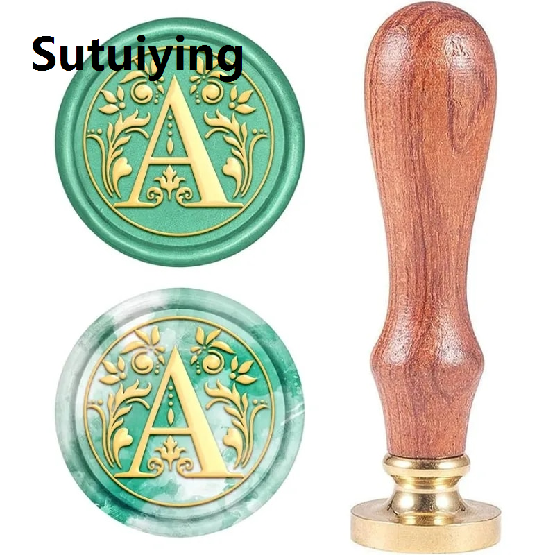 Sutuiying Trowels mason trowel 1pc Letter A Wax Seal Stamp Vintage Alphabet Initial Sealing Retro 25mm Removable Brass Head with Wooden Handle