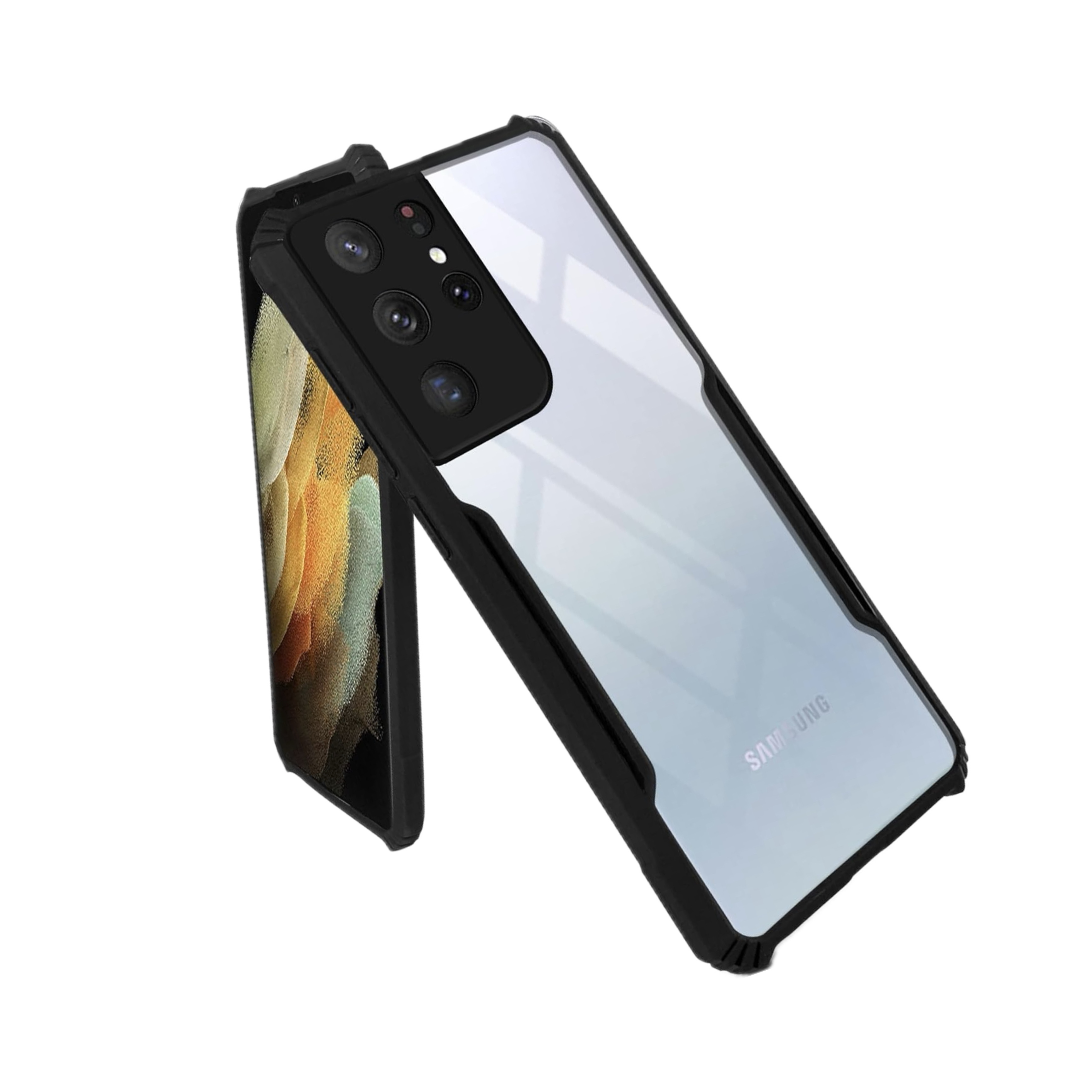 Samsung S21 Ultra Ipaaky Transparent Back With Side Border Case