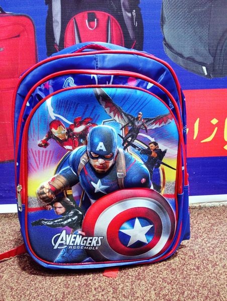 ADSON 3D Hard Shell Avenger Captain America Travel School Bag|Backpack for Girls Boys Large 16 Inches Casual Day Pack Cartoon Bookbag Rucksack(Captain America Blue)