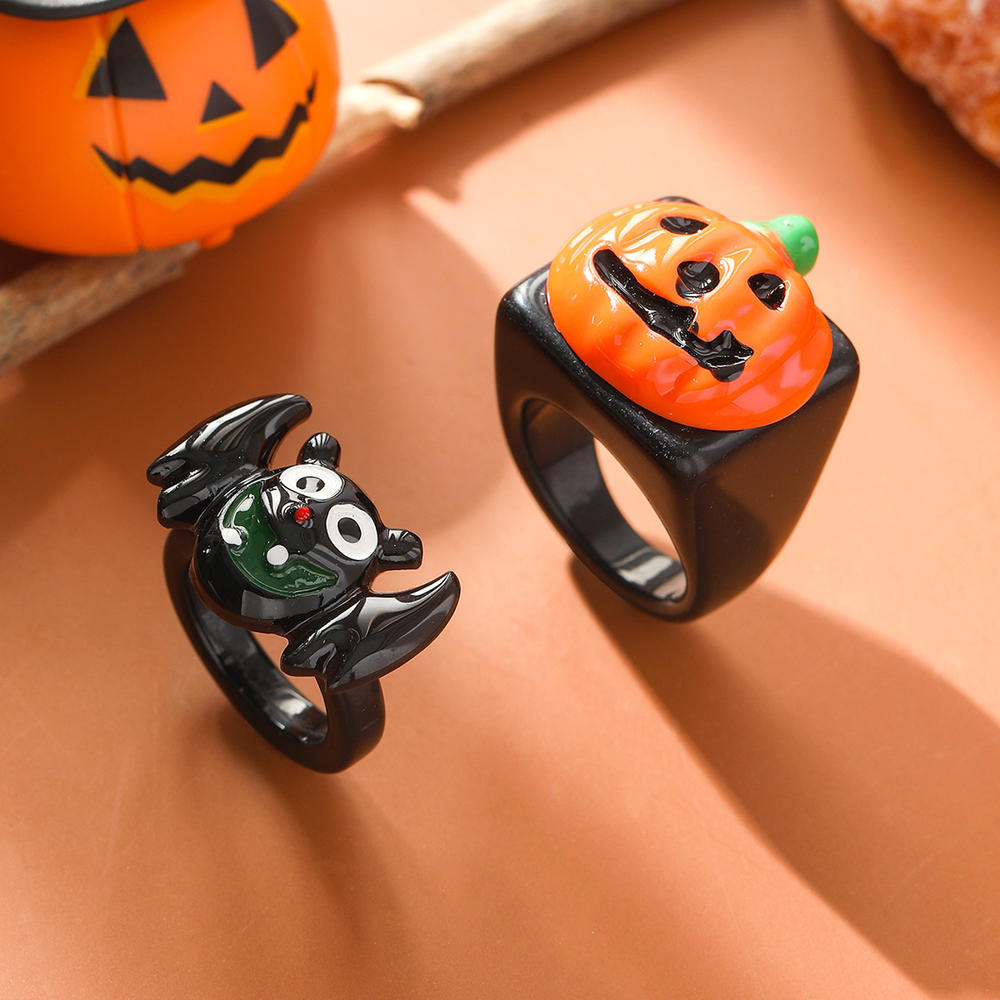Cute Bat Ring Funny Ghost Ring Colorful Lightweight for Costume Accessory Party Favor Kids Jewelry
