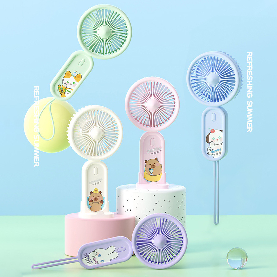 Handheld sling small fan usb charging mini candy color portable silent office student gift fan factory
