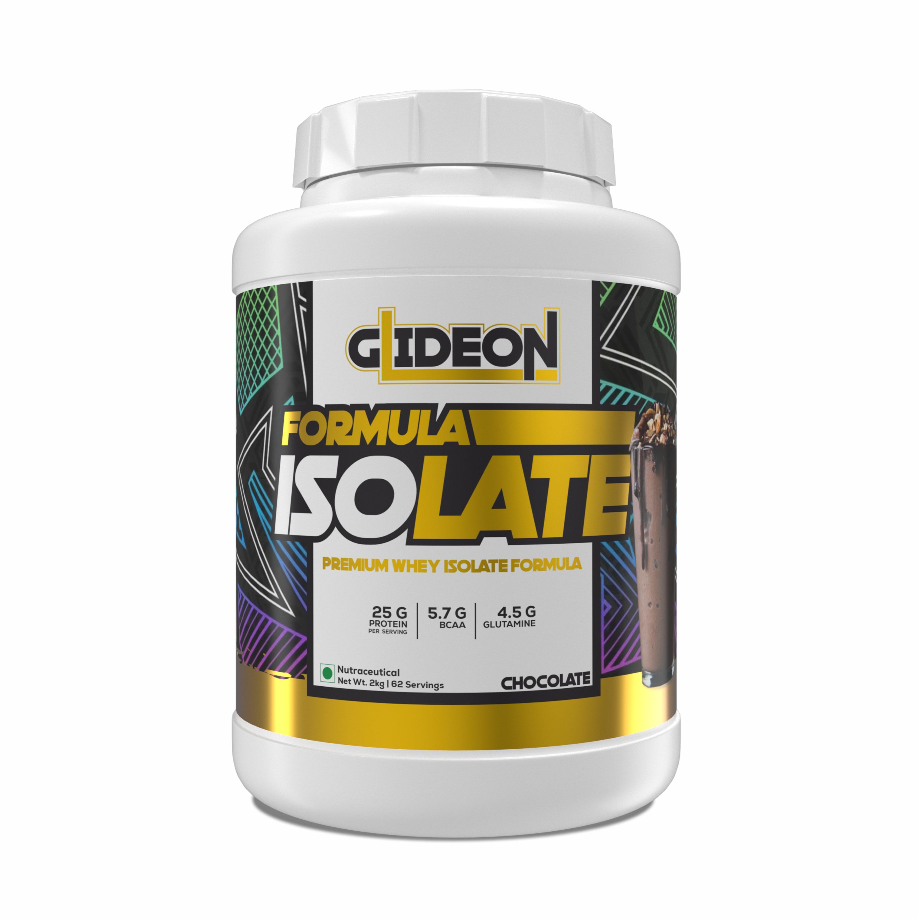 GlideON Premium Whey Isolate Protein Powder | 100% Whey Isolate | Fast Absorbing Lean Protein | Muscle Recovery & Strength | Low Carb | High Protein Formula | 2kg 62 Servings