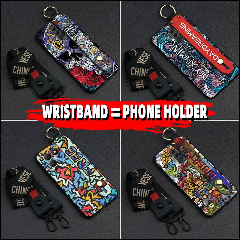 Durable Wristband Phone Case For Tecno Pova7 4G/LJ6/Pova7 Neo Graffiti Personality Phone Holder Shockproof Kickstand