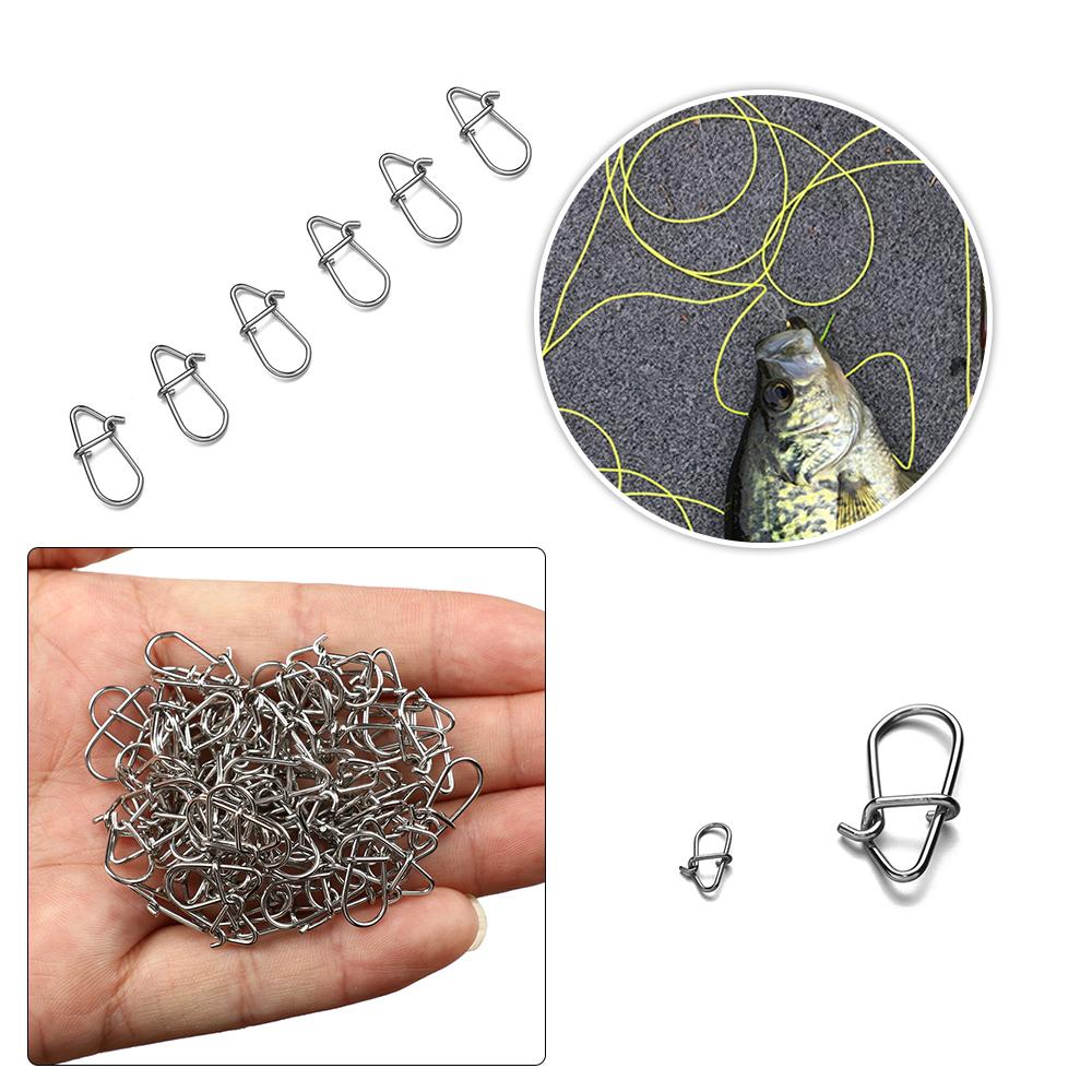 100PCS Portable High Quality Fast lock Durable Stainless Steel Oval Split Rings Barrel Swivel Fishing Hanging Snap Connector